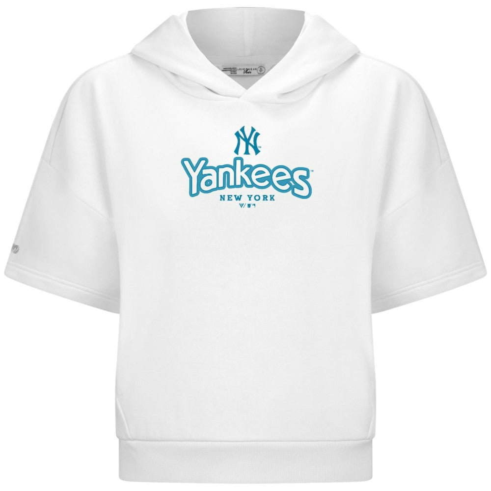 White New York Yankees Levelwear Women's Amber Short Sleeve Cornerstone Hoodie