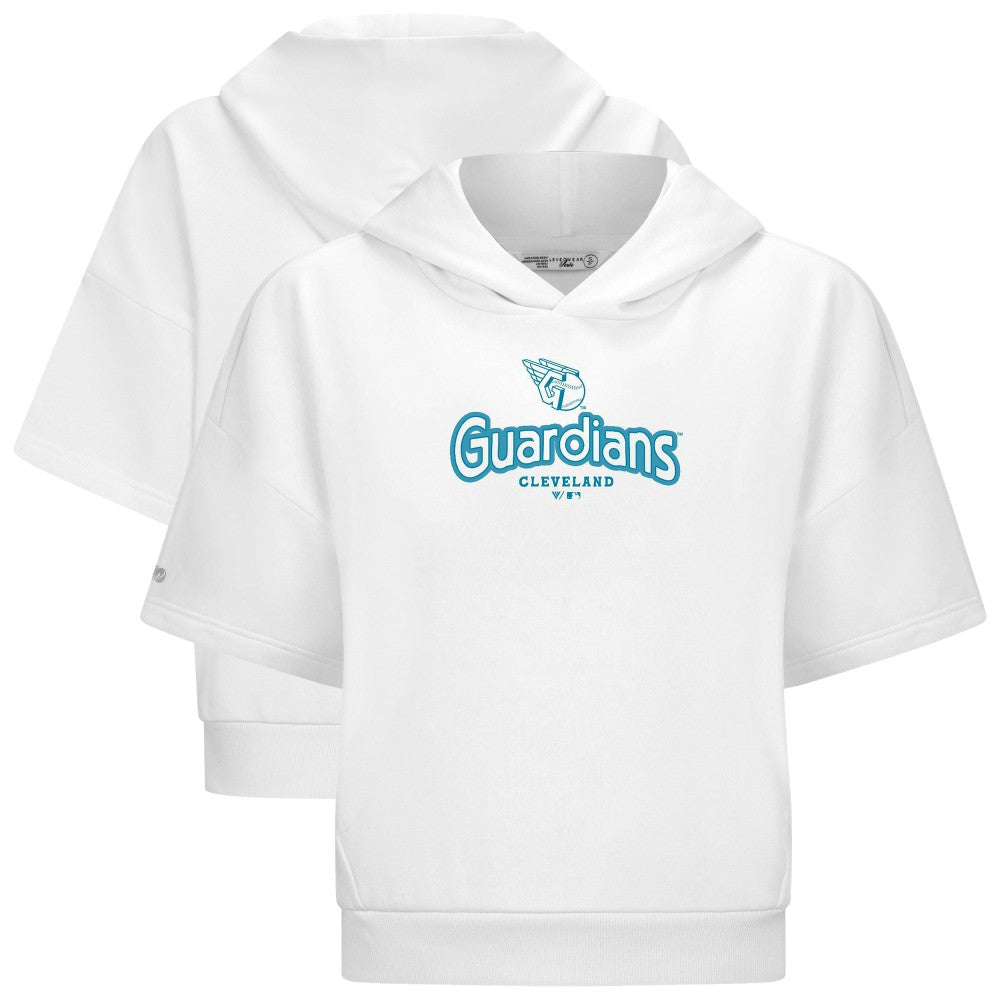 White Cleveland Guardians Levelwear Women's Amber Short Sleeve Cornerstone Hoodie