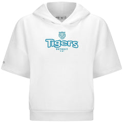White Detroit Tigers Levelwear Women's Amber Short Sleeve Cornerstone Hoodie