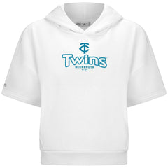 White Minnesota Twins Levelwear Women's Amber Short Sleeve Cornerstone Hoodie