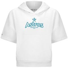 White Houston Astros Levelwear Women's Amber Short Sleeve Cornerstone Hoodie