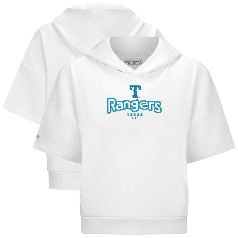 White Texas Rangers Levelwear Women's Amber Short Sleeve Cornerstone Hoodie