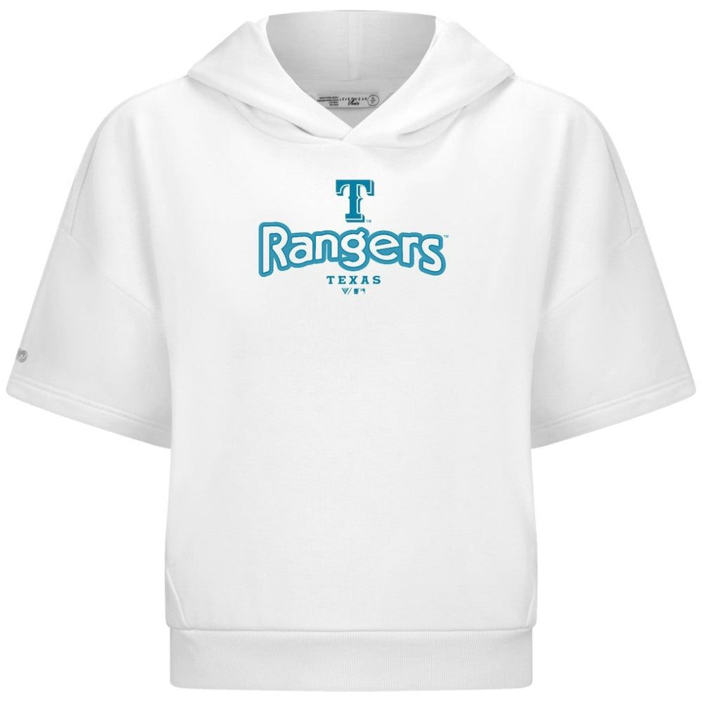 White Texas Rangers Levelwear Women's Amber Short Sleeve Cornerstone Hoodie