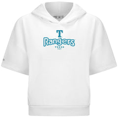 White Texas Rangers Levelwear Women's Amber Short Sleeve Cornerstone Hoodie