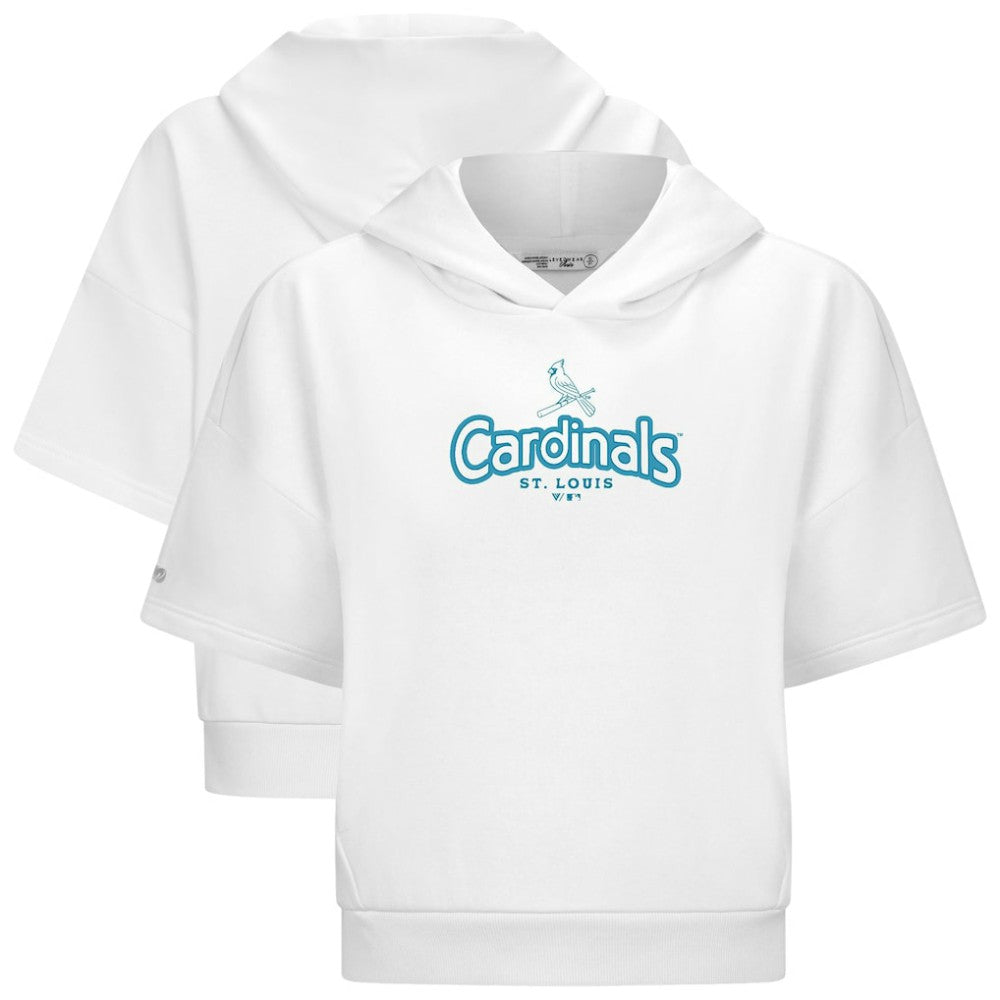 White St. Louis Cardinals Levelwear Women's Amber Short Sleeve Cornerstone Hoodie