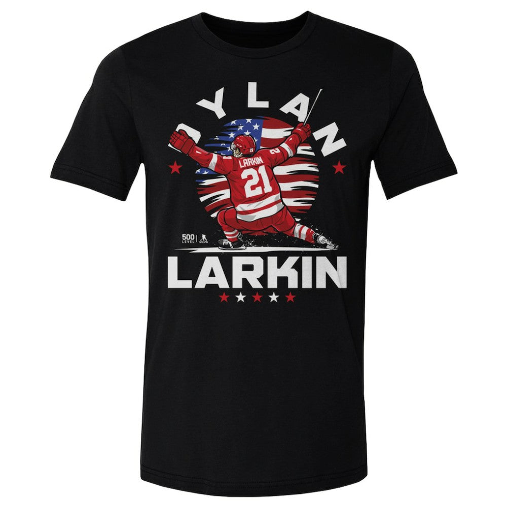 NHL Dylan Larkin US Men's Hockey 500 Level Flag T-Shirt