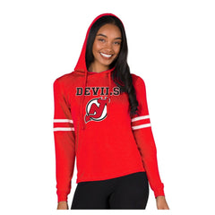 NHL New Jersey Devils Concepts Sport Women's Marathon Long-Sleeve Hooded T-Shirt