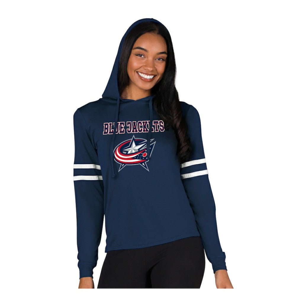 NHL Columbus Blue Jackets Concepts Sport Women's Marathon Long-Sleeve Hooded T-Shirt