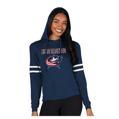 NHL Columbus Blue Jackets Concepts Sport Women's Marathon Long-Sleeve Hooded T-Shirt