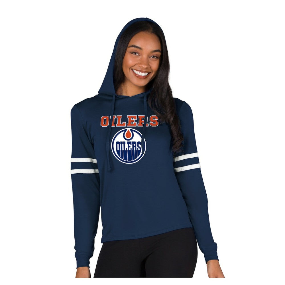 NHL Edmonton Oilers Concepts Sport Women's Marathon Long-Sleeve Hooded T-Shirt