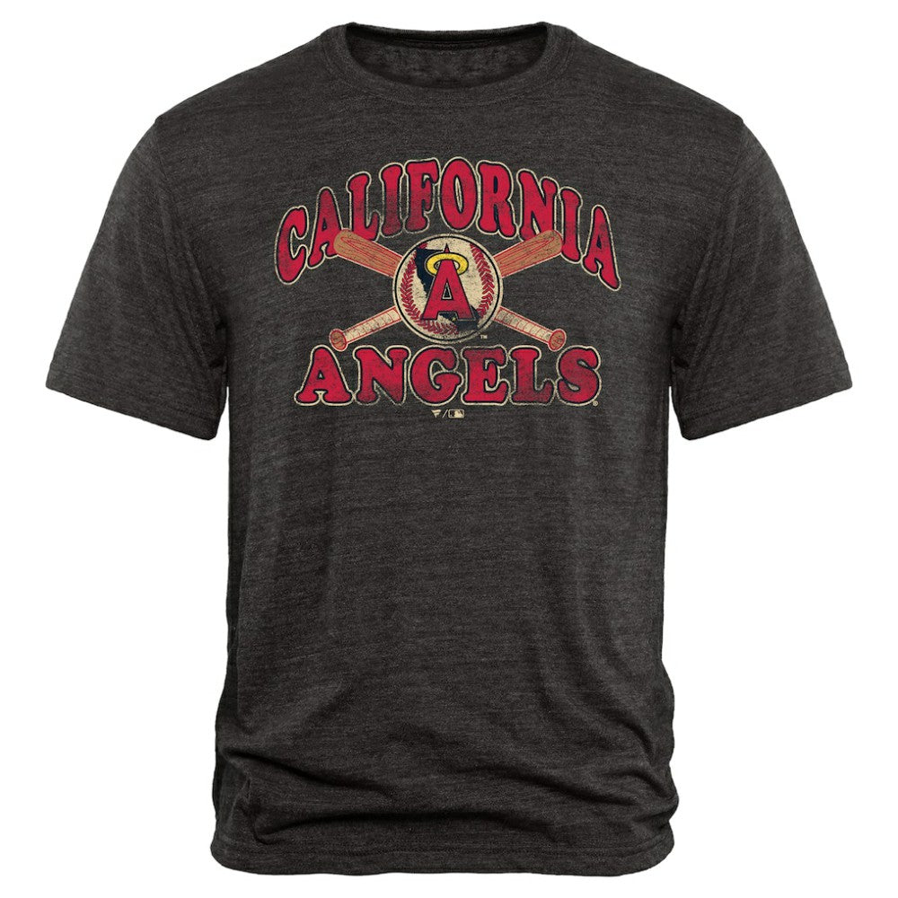 Black Los Angeles Angels Cooperstown Bats Tri-Blend T-Shirt