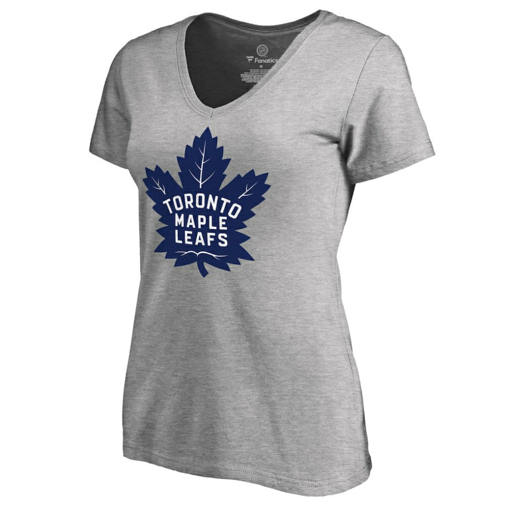 NHL Toronto Maple Leafs Women's New Primary Logo V-Neck T-Shirt