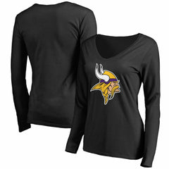 Women's Primary Team Logo V-Neck Long Sleeve T-Shirt - Minnesota Vikings T-shirts