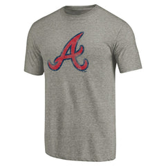 Ash Atlanta Braves Distressed Team 2 Tri-Blend T-Shirt