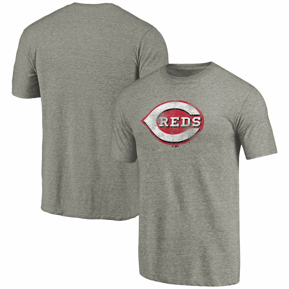 Ash Cincinnati Reds Distressed Team Tri-Blend T-Shirt