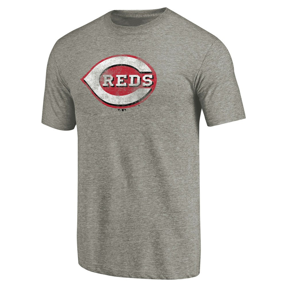 Ash Cincinnati Reds Distressed Team Tri-Blend T-Shirt