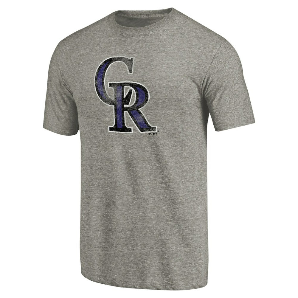 Ash Colorado Rockies Distressed Team Tri-Blend T-Shirt