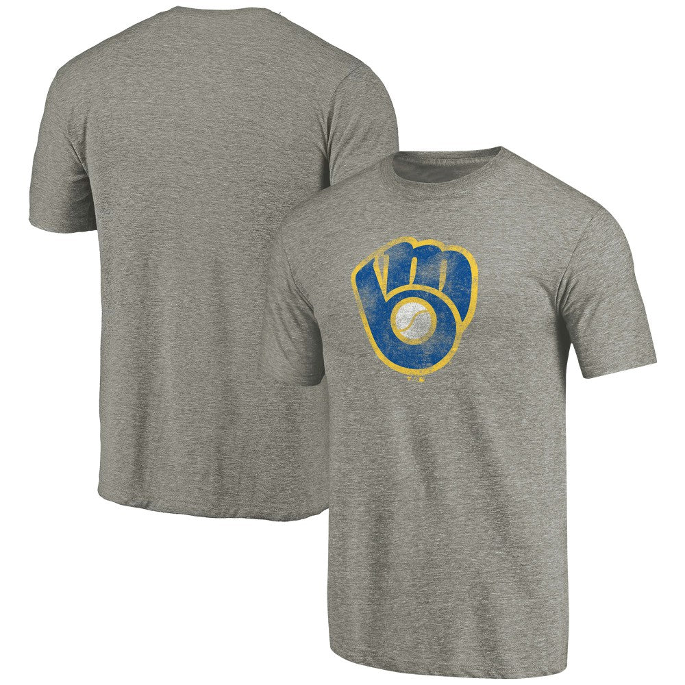 Ash Milwaukee Brewers Distressed Team Tri-Blend T-Shirt