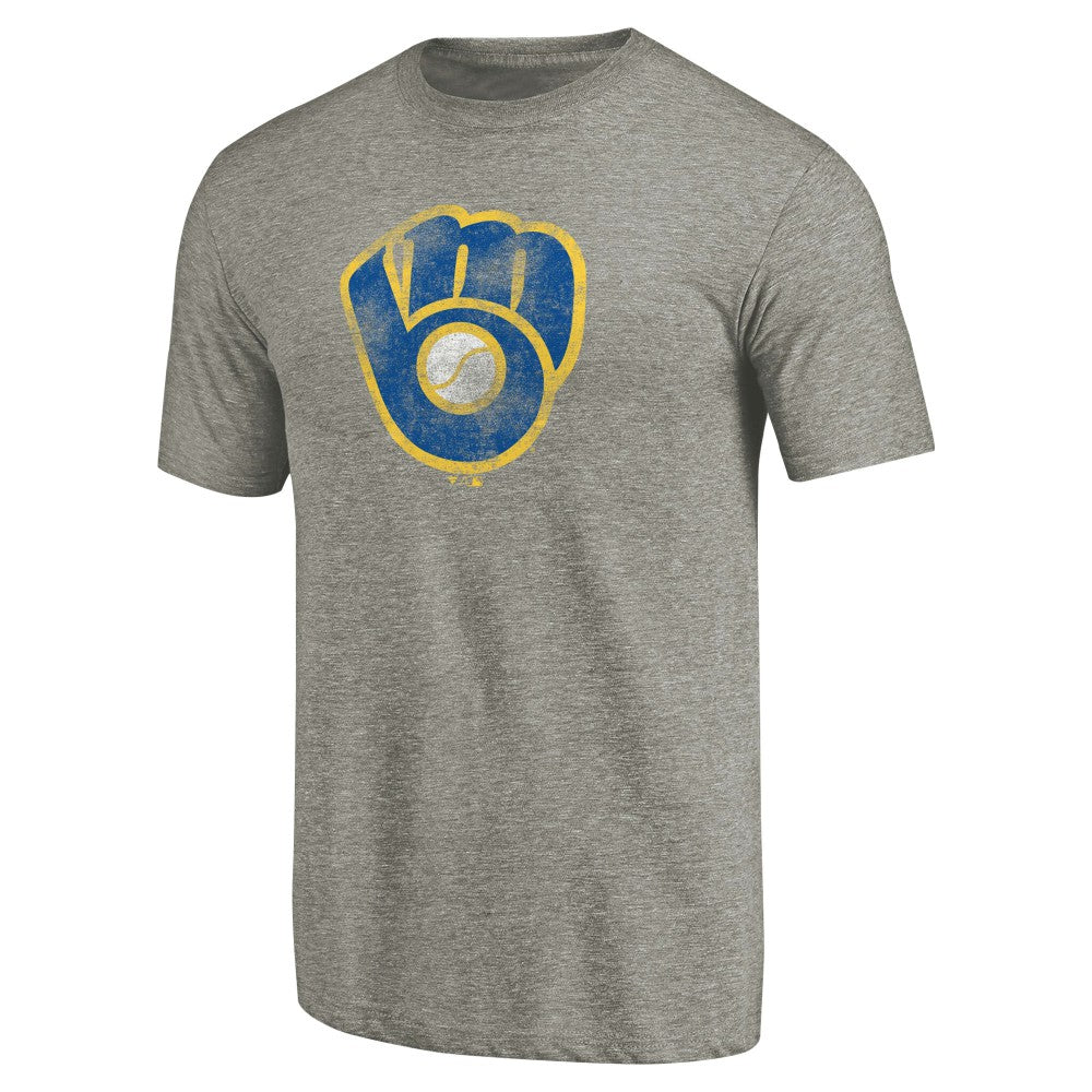 Ash Milwaukee Brewers Distressed Team Tri-Blend T-Shirt