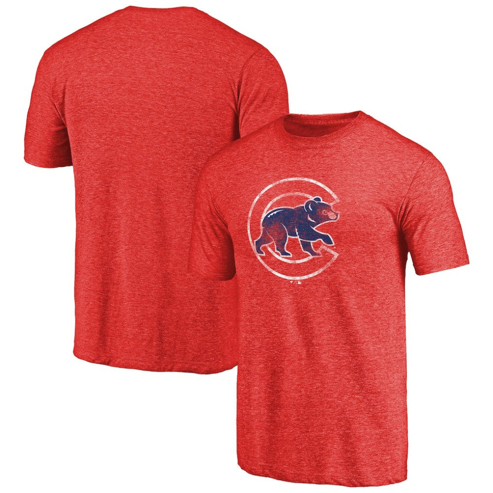 Red Chicago Cubs Distressed Team 2 Tri-Blend T-Shirt