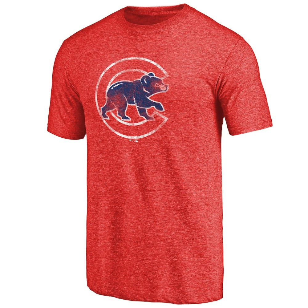 Red Chicago Cubs Distressed Team 2 Tri-Blend T-Shirt
