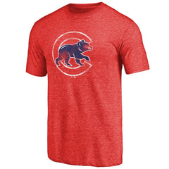 Red Chicago Cubs Distressed Team 2 Tri-Blend T-Shirt