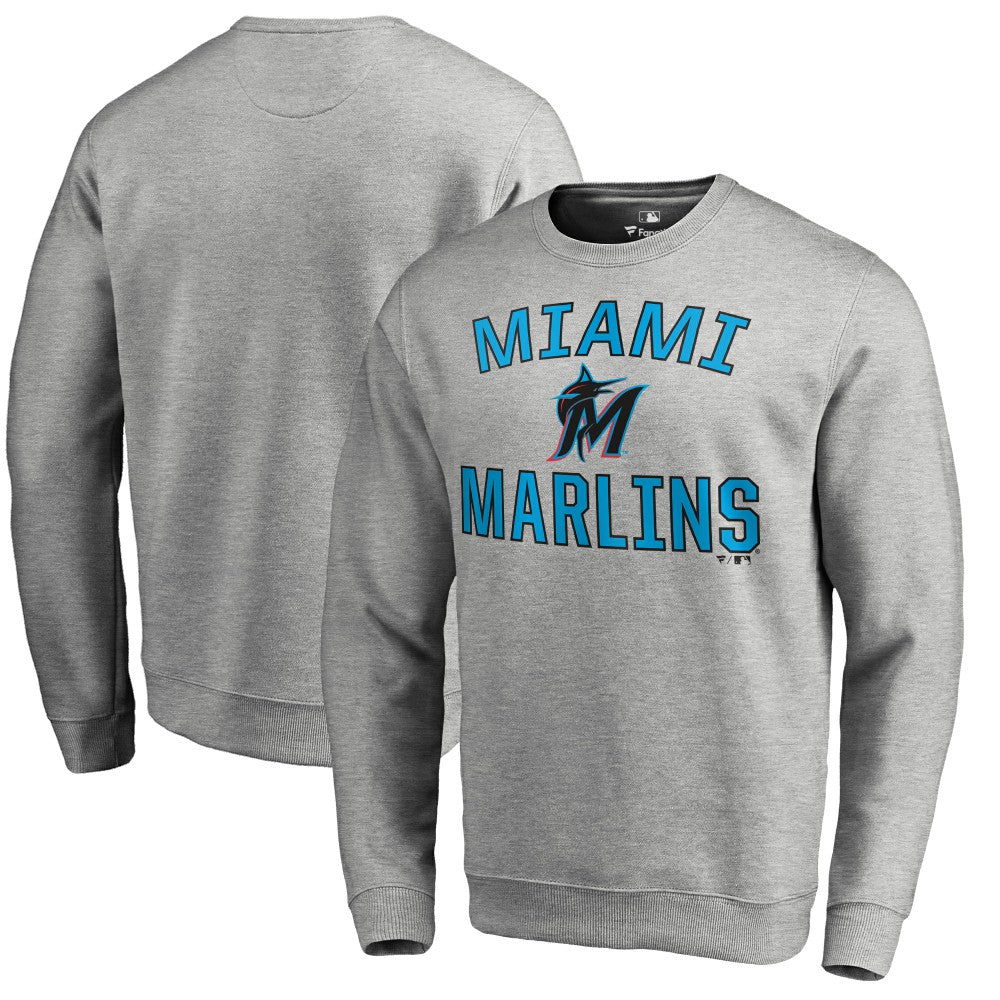 Ash Miami Marlins Victory Arch Pullover Sweatshirt