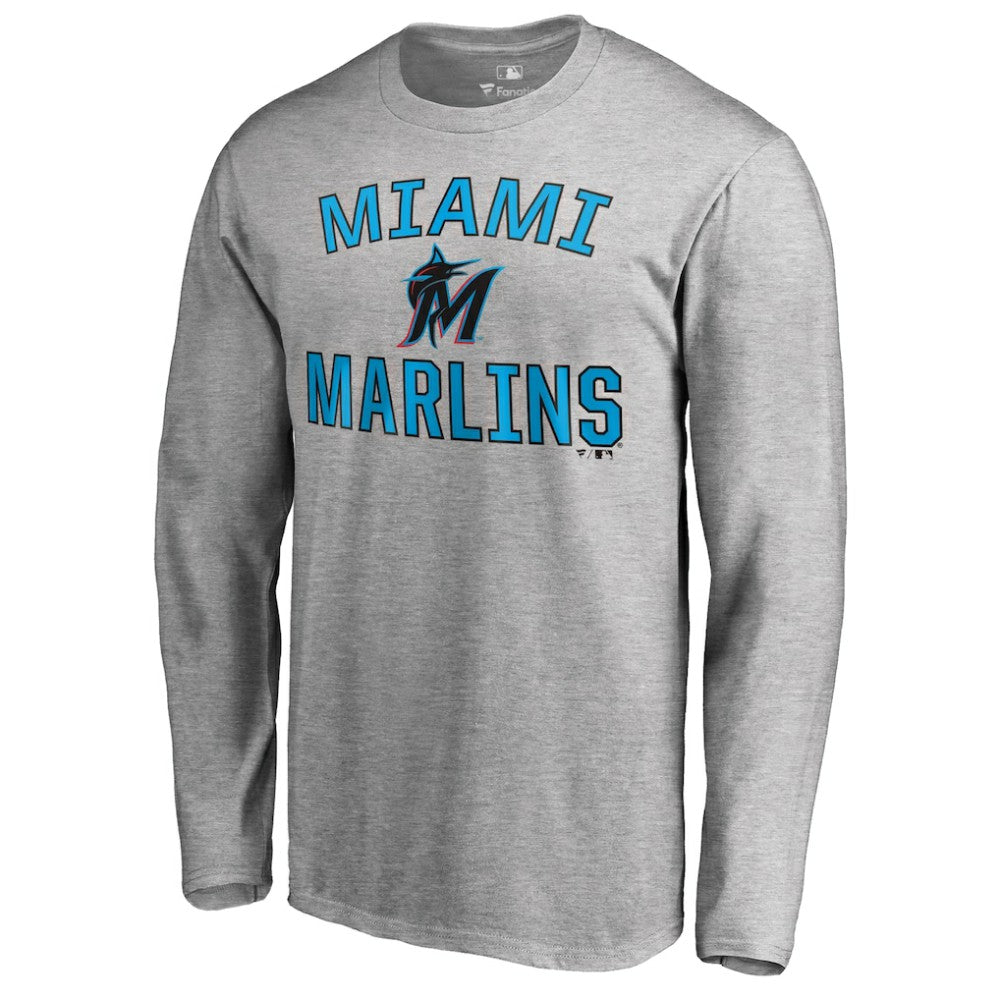 Ash Miami Marlins Victory Arch Long Sleeve T-Shirt