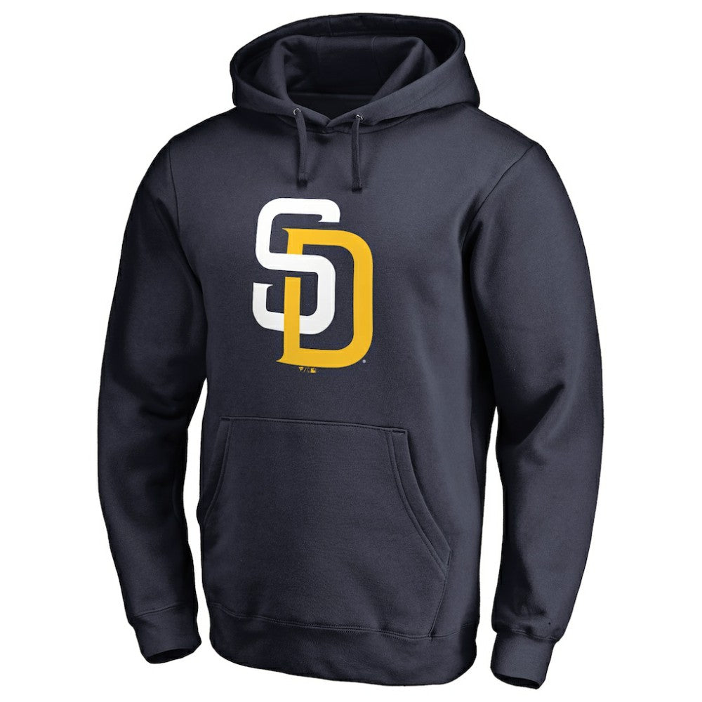 Navy San Diego Padres Official Logo Fitted Pullover Hoodie