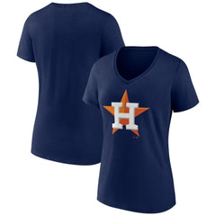 Navy Houston Astros Women's Team Color Primary Logo V-Neck T-Shirt