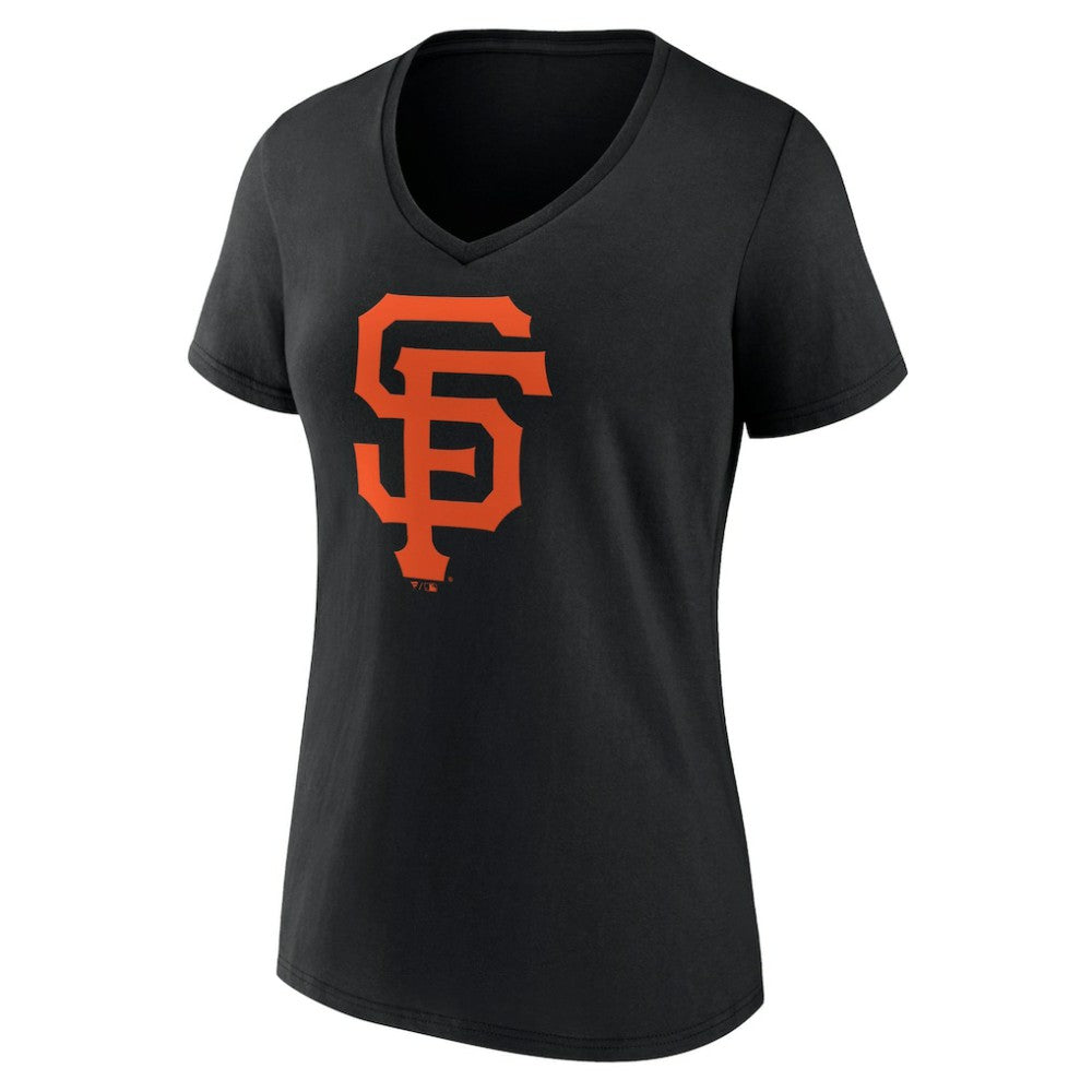 Black San Francisco Giants Women's Team Color Primary Logo V-Neck T-Shirt