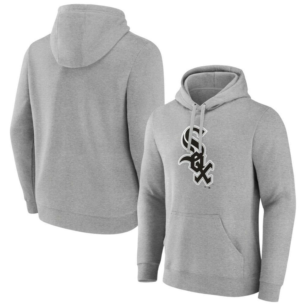 Heather Gray Chicago White Sox Official Logo Fitted Pullover Hoodie