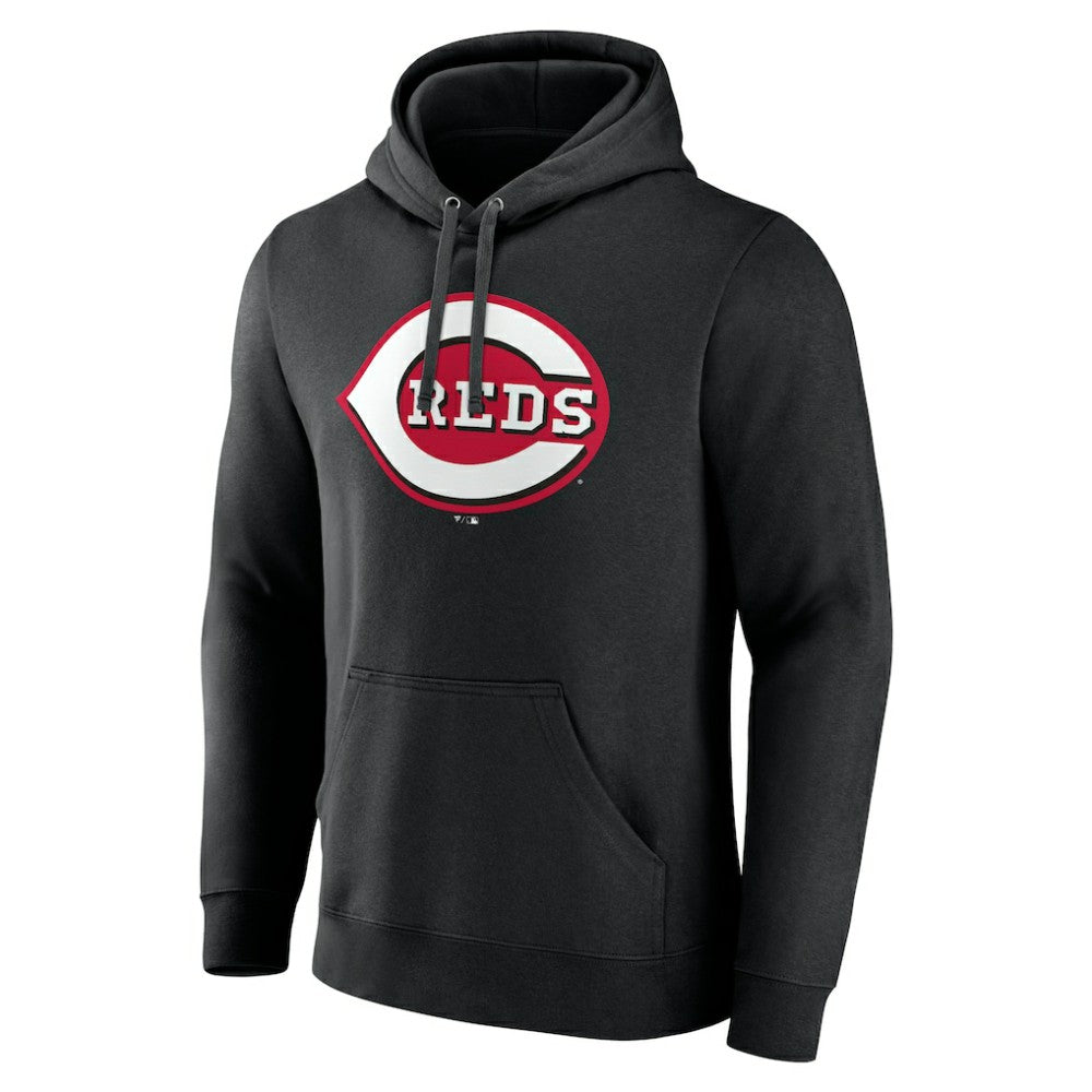 Black Cincinnati Reds Official Logo Fitted Pullover Hoodie