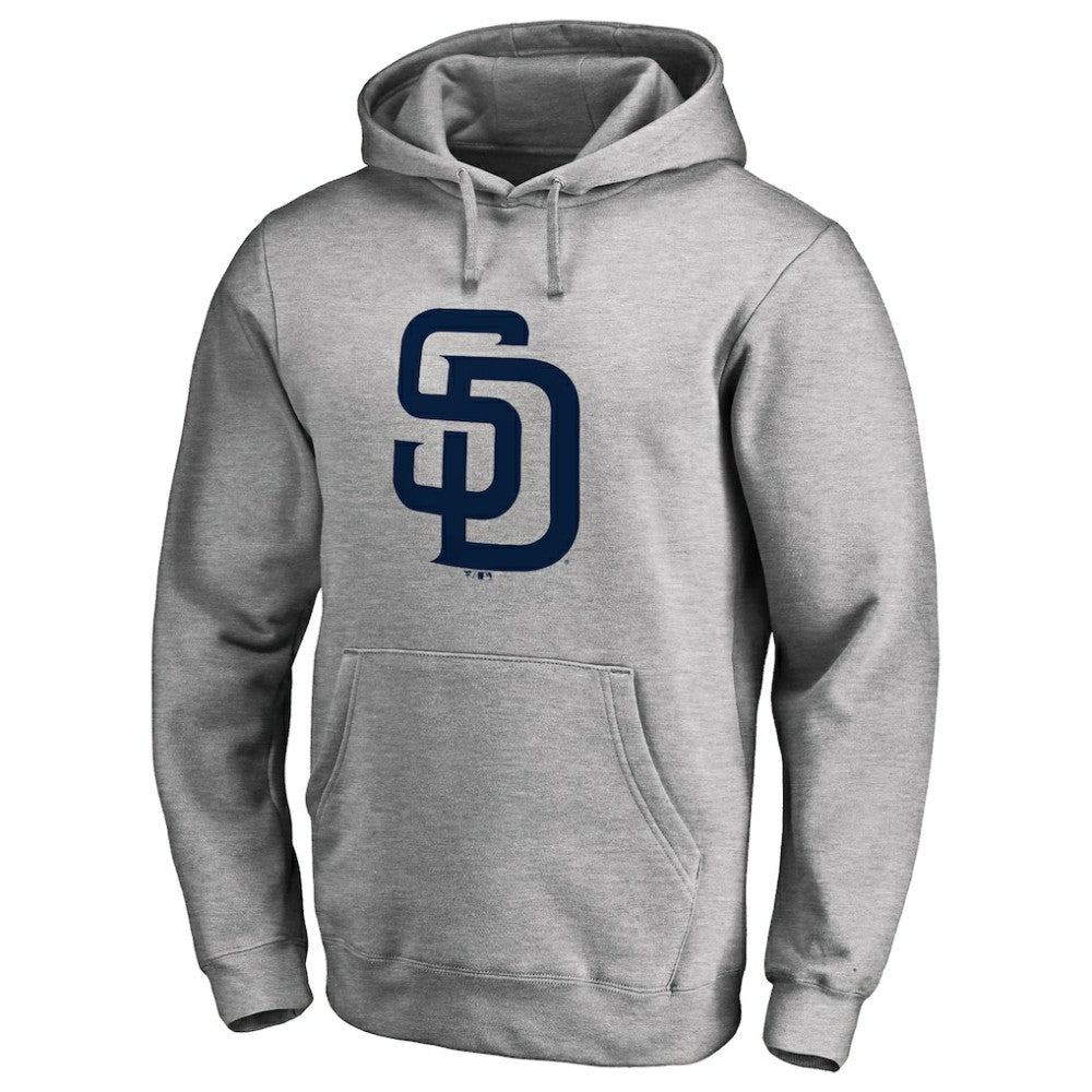 Heather Gray San Diego Padres Official Logo Fitted Pullover Hoodie