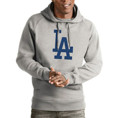 Heathered Gray Los Angeles Dodgers Antigua Victory Pullover Hoodie