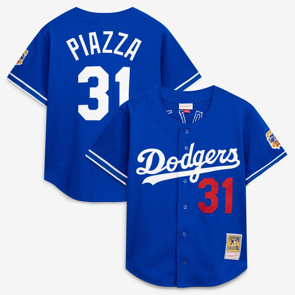 Royal Mike Piazza Los Angeles Dodgers Mitchell & Ness Cooperstown Collection Mesh Batting Practice Button-Up Jersey