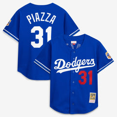 Royal Mike Piazza Los Angeles Dodgers Mitchell & Ness Cooperstown Collection Mesh Batting Practice Button-Up Jersey
