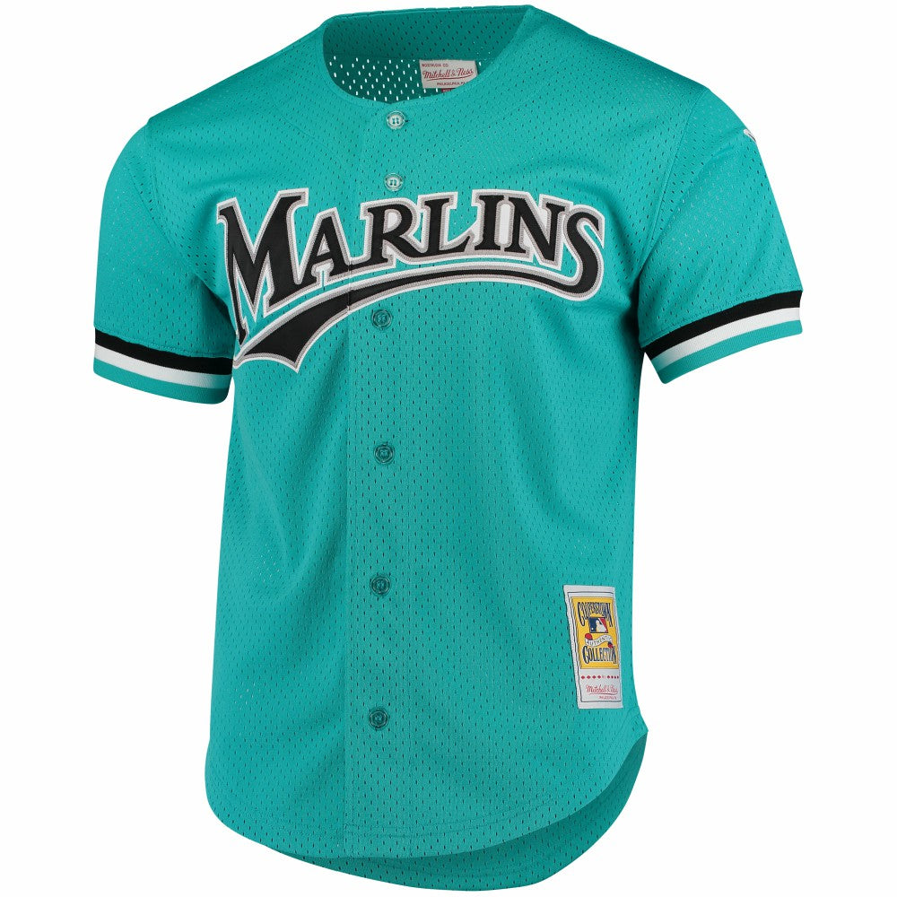 Teal Andre Dawson Florida Marlins Mitchell & Ness Cooperstown Collection Mesh Batting Practice Button-Up Jersey