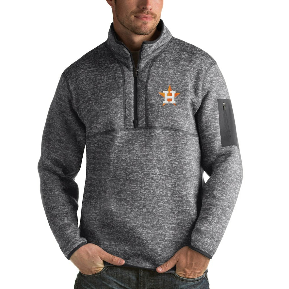 Heathered Charcoal Houston Astros Antigua Fortune Half-Zip Sweater