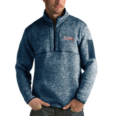 Heathered Navy Atlanta Braves Antigua Fortune Half-Zip Sweater