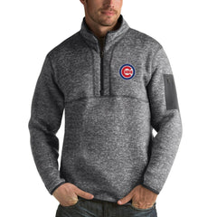 Heathered Charcoal Chicago Cubs Antigua Fortune Half-Zip Sweater