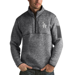 Heathered Charcoal Los Angeles Dodgers Antigua Fortune Half-Zip Sweater
