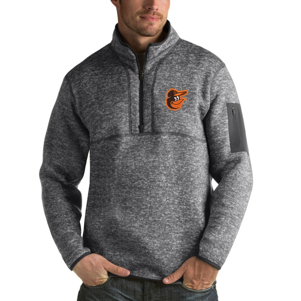 Heathered Charcoal Baltimore Orioles Antigua Fortune Half-Zip Sweater
