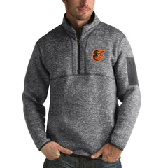 Heathered Charcoal Baltimore Orioles Antigua Fortune Half-Zip Sweater