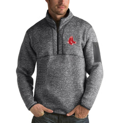 Heathered Charcoal Boston Red Sox Antigua Fortune Half-Zip Sweater