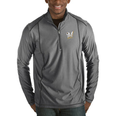 Heathered Charcoal Milwaukee Brewers Antigua Tempo Half-Zip Pullover Jacket