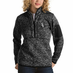 Heathered Black Chicago White Sox Antigua Women's Fortune Half-Zip Pullover Sweater