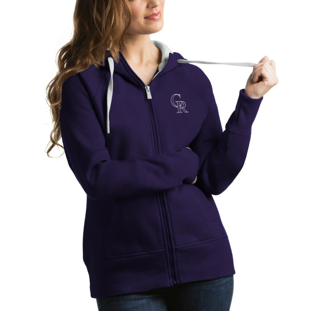 Purple Colorado Rockies Antigua Women's Victory Full-Zip Hoodie