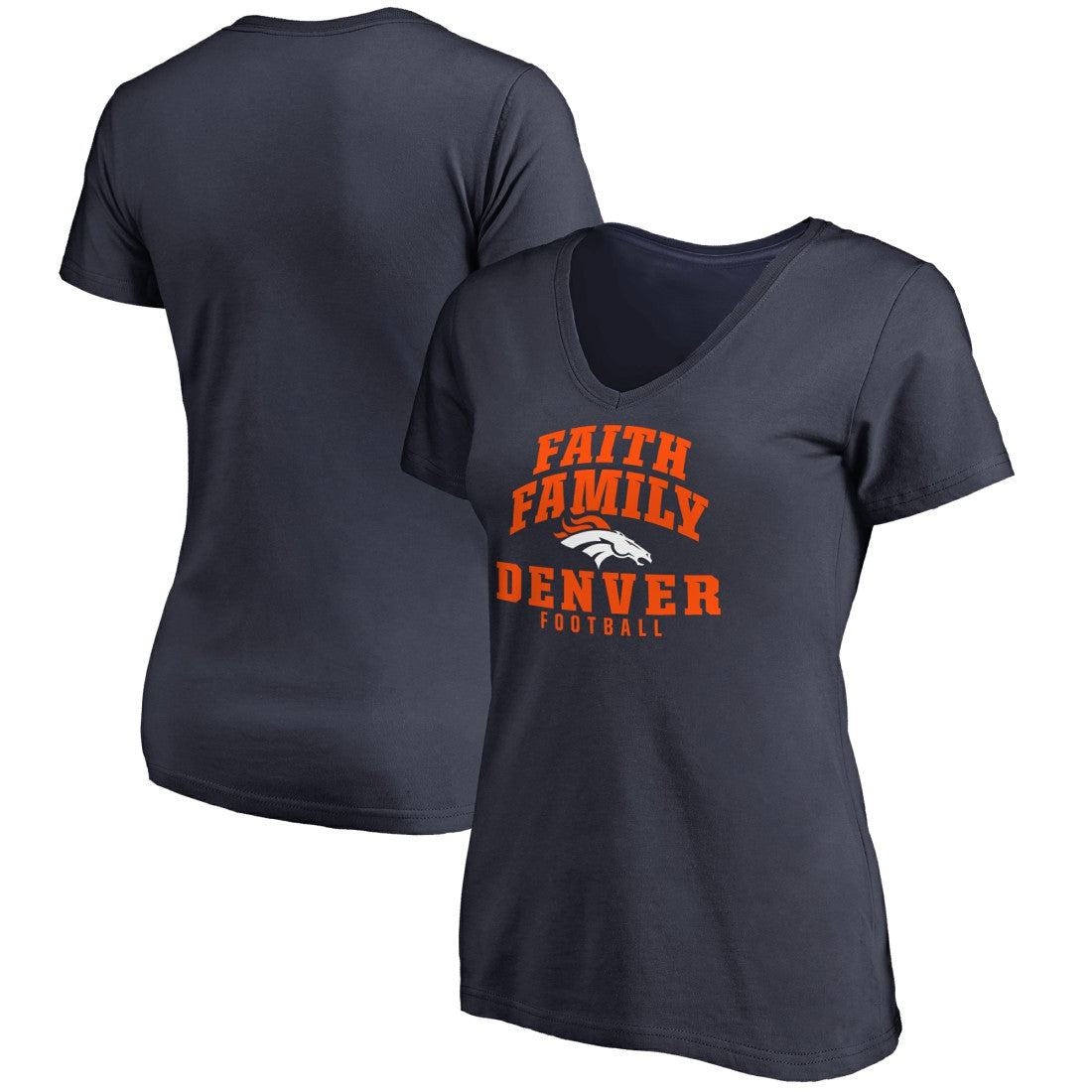 Women's Faith Family V-Neck T-Shirt - Denver Broncos T-shirts