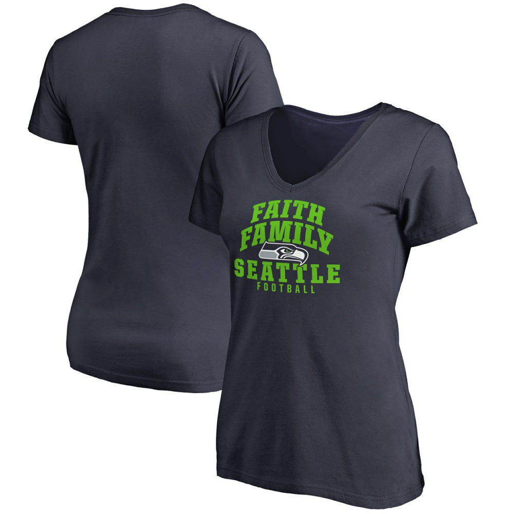 Women's Faith Family V-Neck T-Shirt - Seattle Seahawks T-shirts
